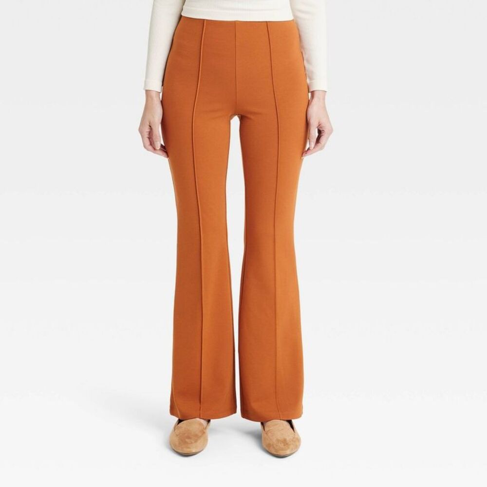 A New Day - A New Day Women's Flare Curvy High Rise Pull-On Fl Brown